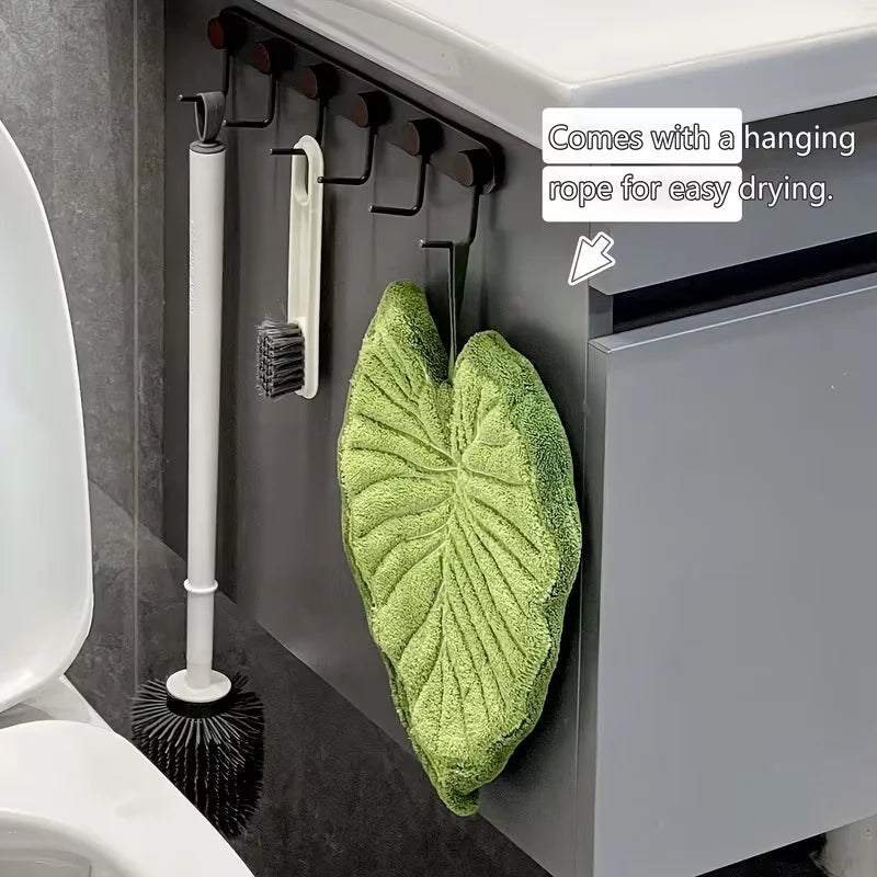 Creative Leaf-Shaped Bathroom Towel | Hangable, Absorbent Microfiber Towel for Bathroom, Dining, Kitchen