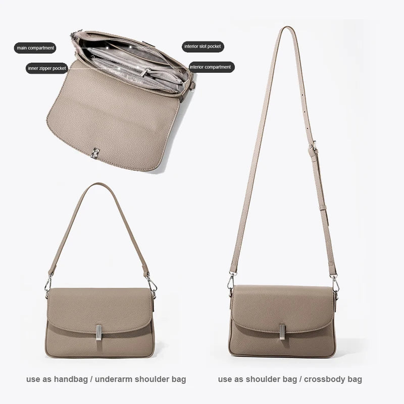 2026 New Women Bag Lady Fashion Box Unerarm Shoulder Bag Female Genuine Leather Stylish Crossbody Messenger Silver Hardwawre
