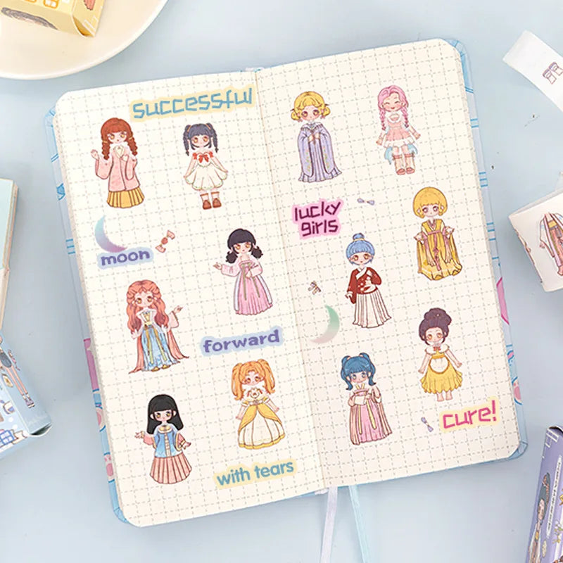 1Box Cute Cartoon Character Dress Up Tape Scrapbook Costume Change DIY Decorative Stickers Craft Supplies