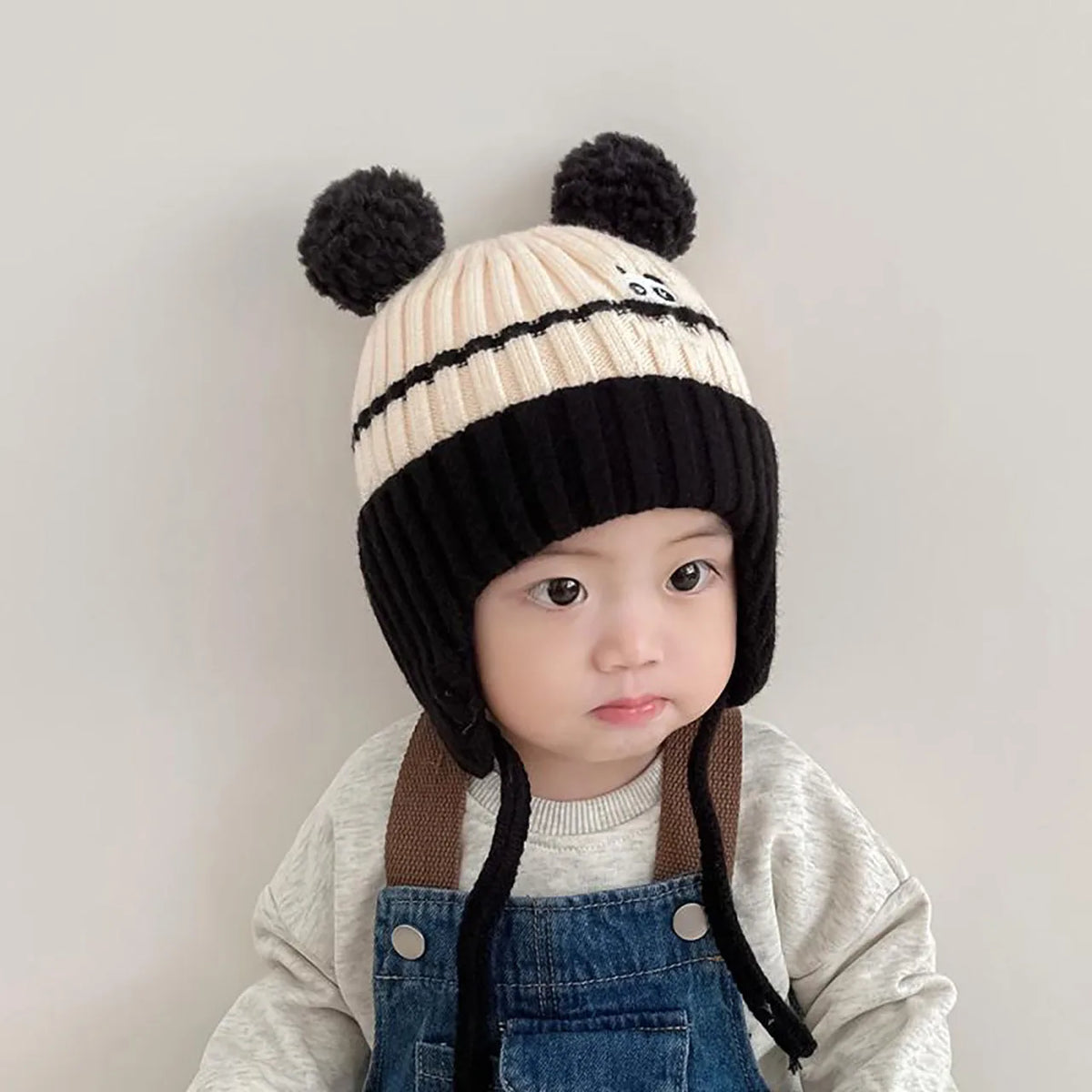 Winter Warm Knitted Baby Hat Cute Cartoon Animals Baby Boys Girls Cap Beanies Anti-cold Toddler Kids Lacing Hat