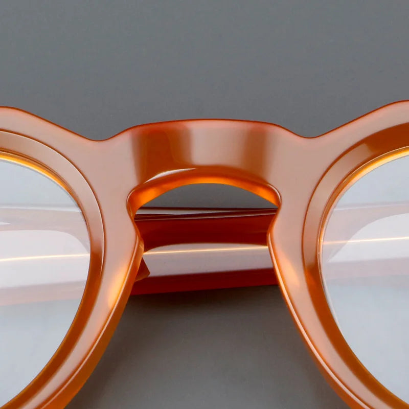 57171 Vintage Round Acetate Spectacles Frame Women Fashion Rivet Optical Transparent Eyeglass Men Trend Prescription Glasses