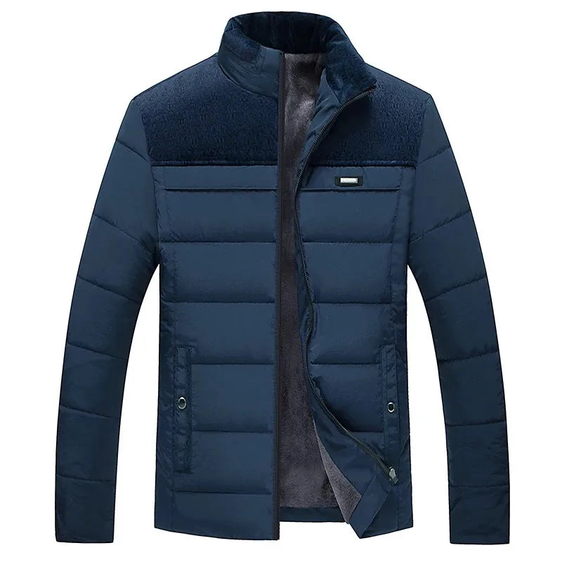 Puffer Jacket Men's Plush Thickened Parkas Stand Collar Jacket Men's Coat Winter Warm Thick Zipper Coat Padded Overcoat for Men