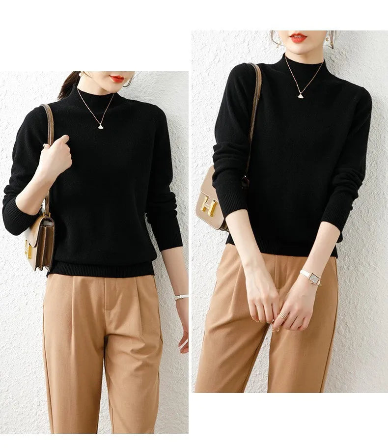 Autumn Winter Bottom Turtleneck Sweaters Women Fashion Chic Pullover Slim Long Sleeve Knitted Jumpers Soft Warm Pull Femme Top