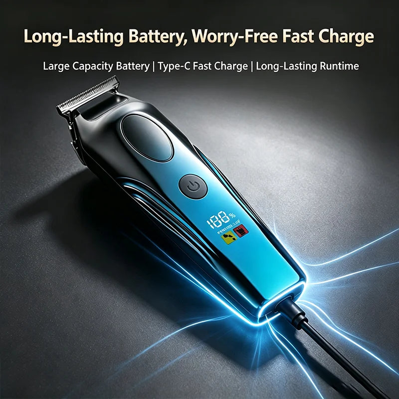 Hairdressers Use Professional Electric Clippers, Digital Display Electric Hair Clippers, and Household Electric Clippers
