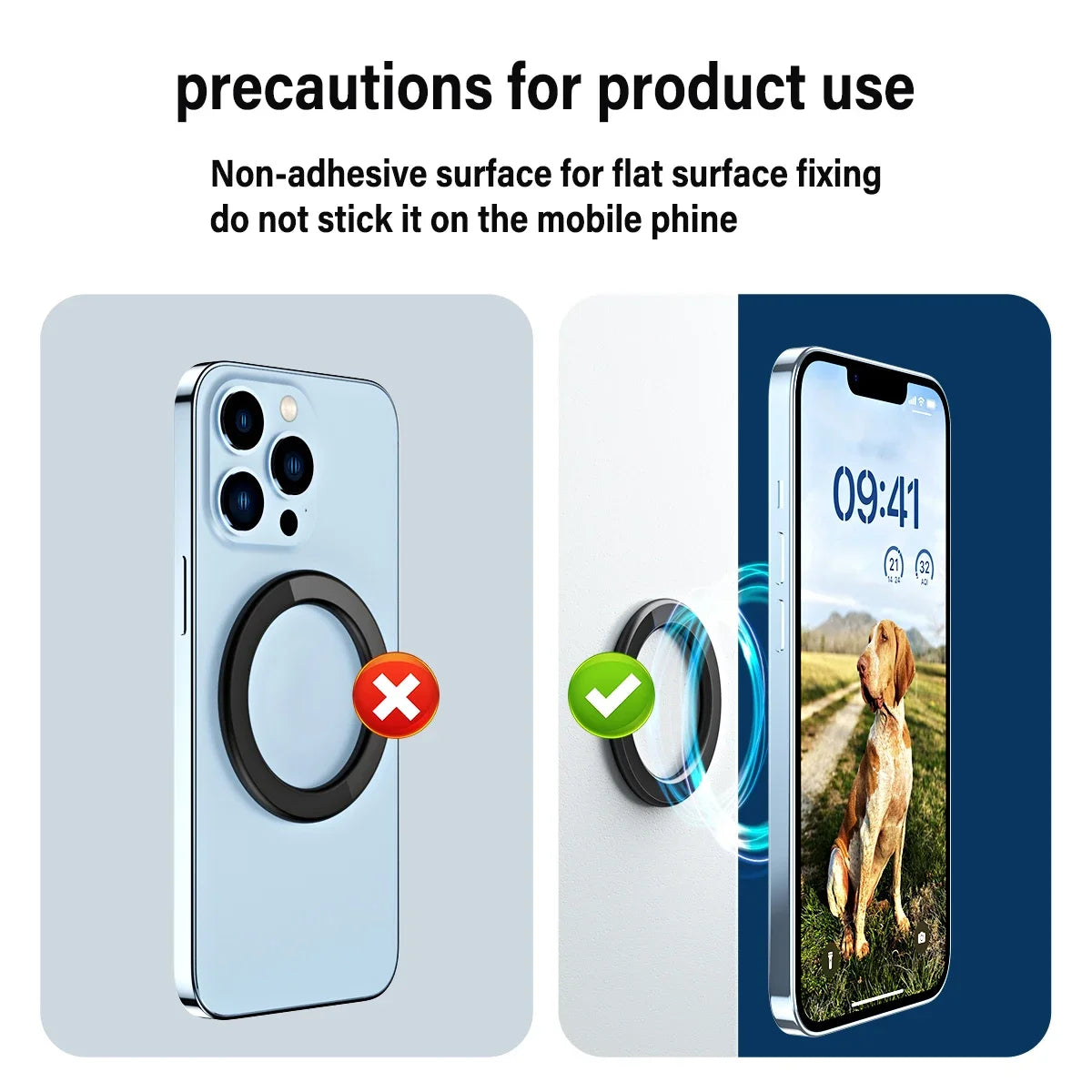 For MagSafe Magnetic Ring Holder Adhesive Strong Magnet Cellphone Wall Mount Mobile Phone Tablet Stand for IPhone 15 Pro IPad