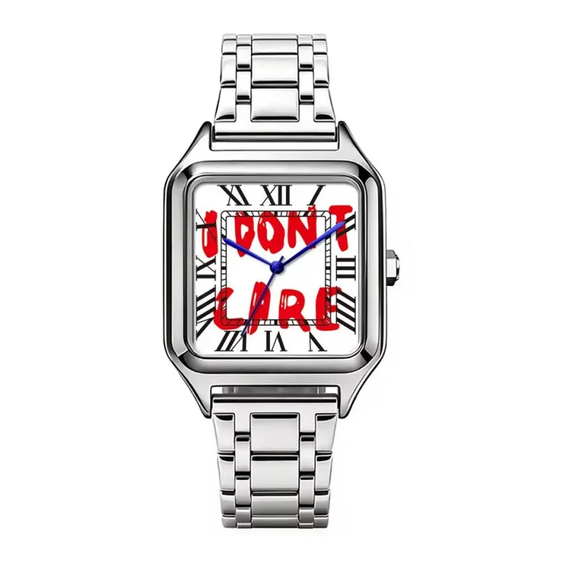 2026 New Creative "Time Is Money" Men's Watch Square Luxury Quartz Watch Graffiti Dial Streetwear Relogio Masculino Hip Hop