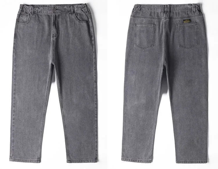 Men's Plus Size Jeans Elastic Waistband 30-48inch Stretch Denim Pants Straight Leg Breathable Loose Fit Streetwear Casual Wear