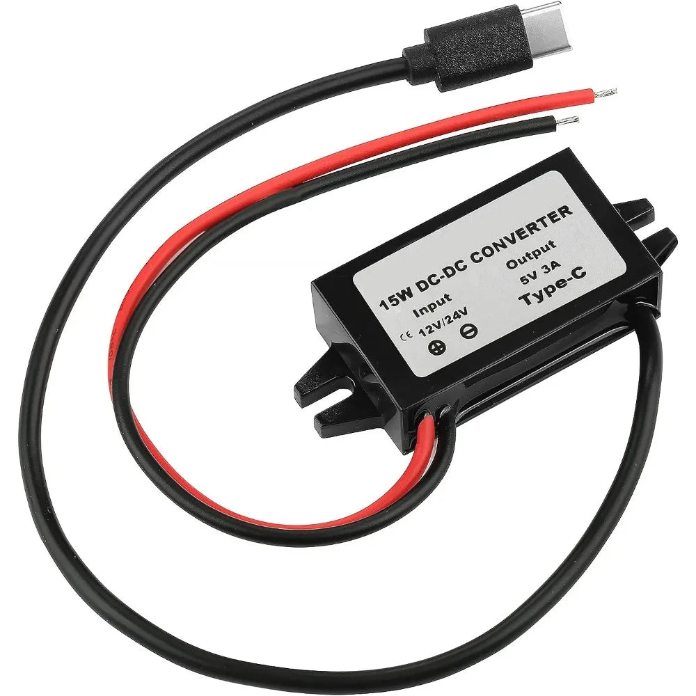 Waterproof 12V 24V to 5V 3A Converter DC-DC Step Down Module Power Adapter USB-A Female/Type C/dual USB/open Wire Connector