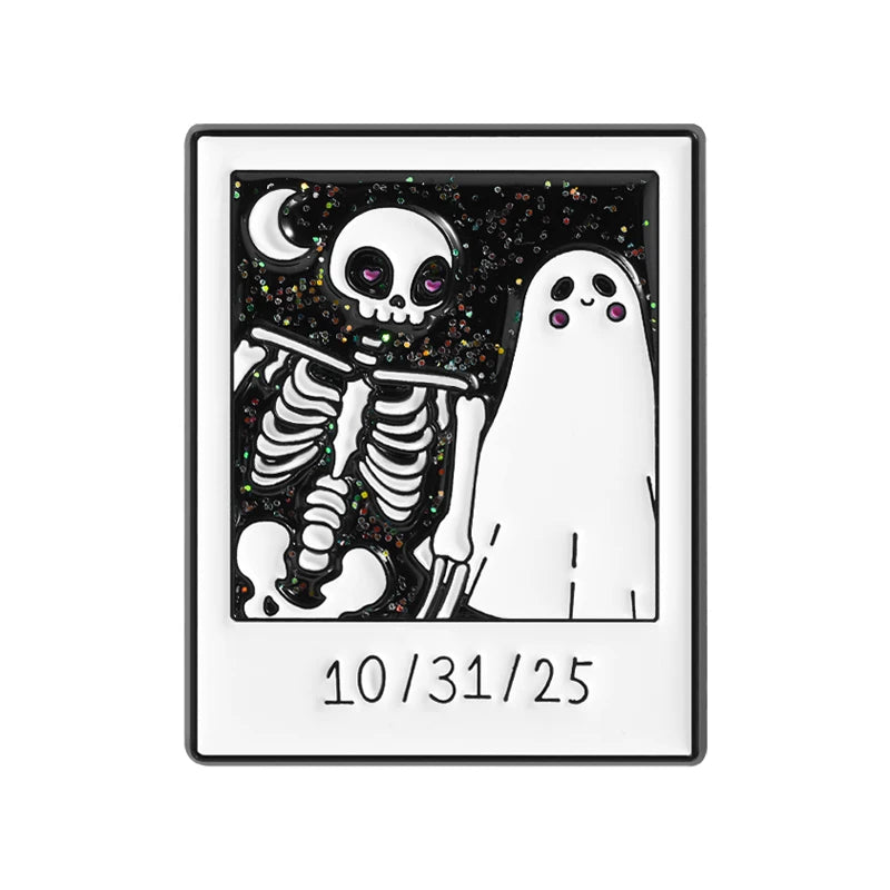 Halloween Skeleton Ghost Group Photo Enamel Pin Spook Boo Brooches Lapel Backpack Badge Jewelry Accessories Gift for Friends