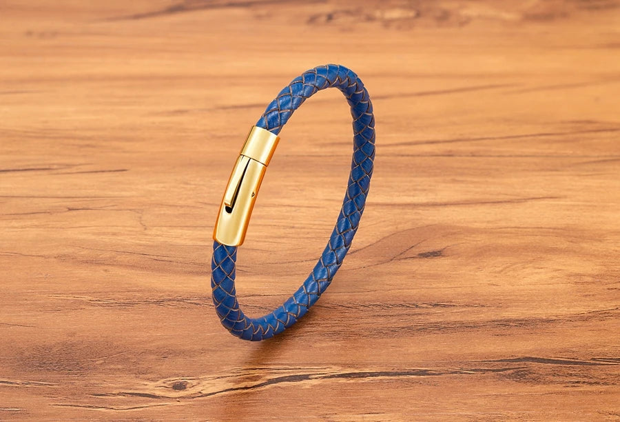 Pulseira de Pele Clássica para Homem TYO 3/4/5/6/8mm 3 Cores Bracelete Moderna com Fecho Magnético Acessórios Artesanais Personalizados Presente por Grosso