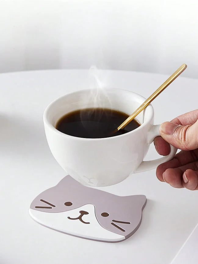 5pcs Cat Silicone Cup Coaster Mat, Waterproof & Heat Resistant Table Placemats