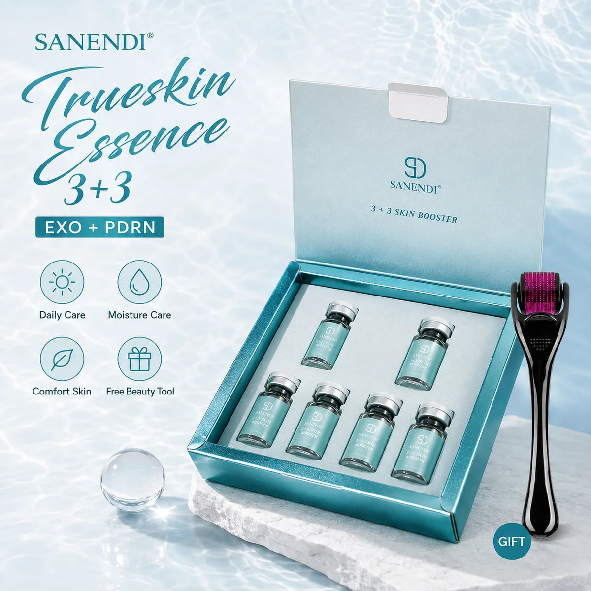 PDRN NAD+ ESOMEI Serum for Dermapen PN Facial Skinbooster With Free 0.25mm Microneed Infusion Roll Tool for Aging Dull Skin