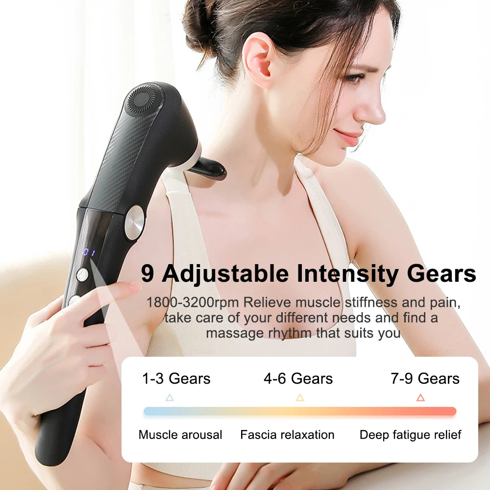 Fascia Massage Gun Shoulder Massage Machine Electric Muscle Massager Gun High Frequency Back Waist Neck Body Massage with Handle