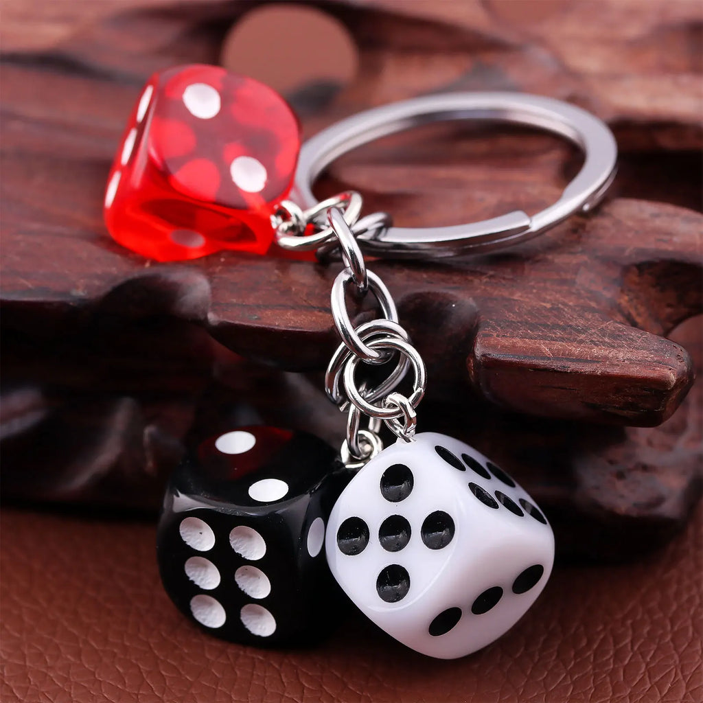 Creative Small Accessory for Car Keychain Mini Pendant Backpack Hangings Keyring Originality Acrylic Dice Key Chain Ring Gift
