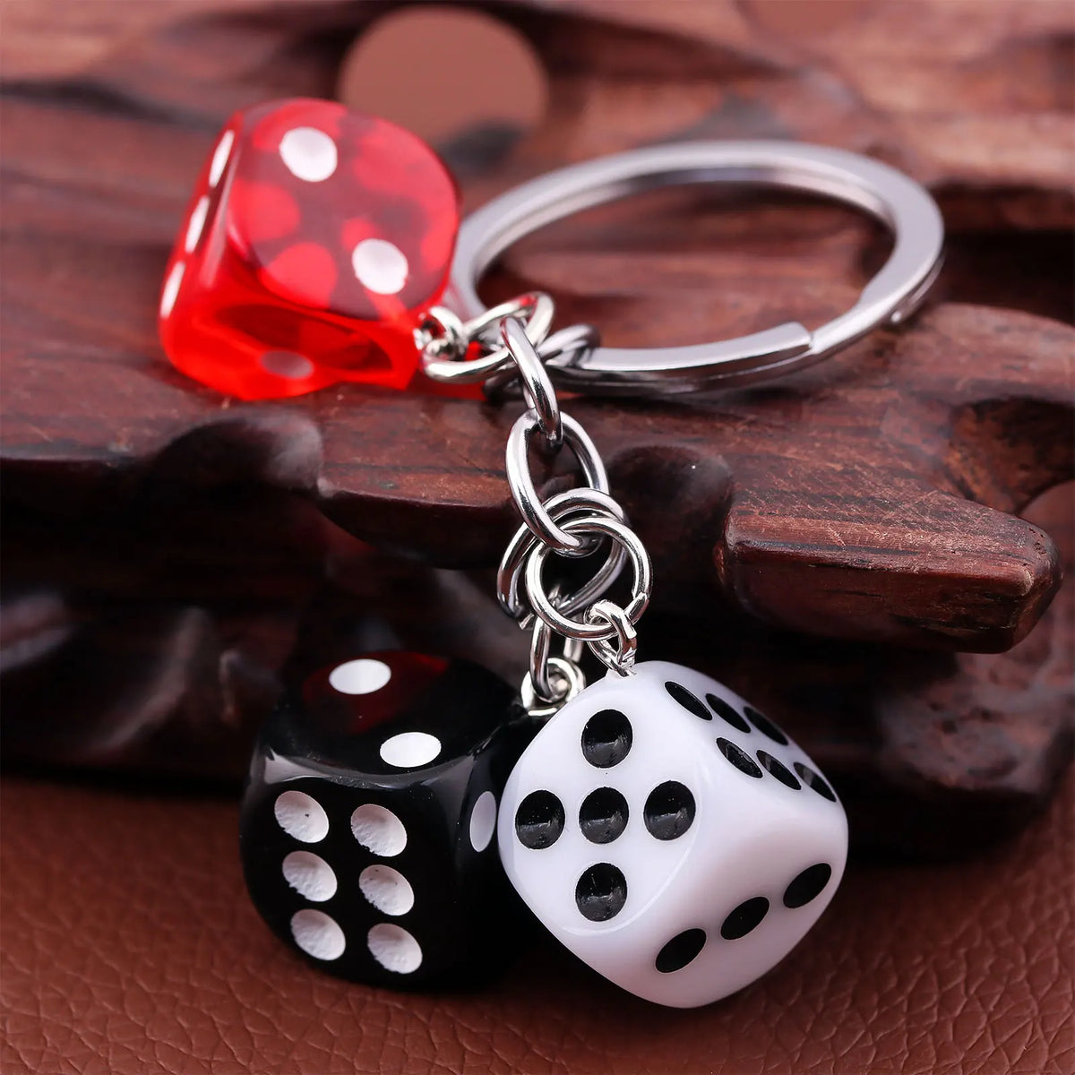Creative Small Accessory for Car Keychain Mini Pendant Backpack Hangings Keyring Originality Acrylic Dice Key Chain Ring Gift