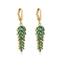 NEWBUY White/Green/Mix Colors Crystal AAA CZ Leaf Earrings For Elegant Women Gold Color Copper Wedding Jewelry Femme Bijoux