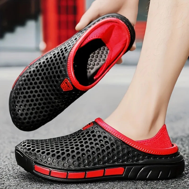 Men's and Women's Summer Sandals Clogs Casual Round Toe Slip on Outdoor Geometric Pattern Anti-slip Beach Hole Shoes Plus 46 47