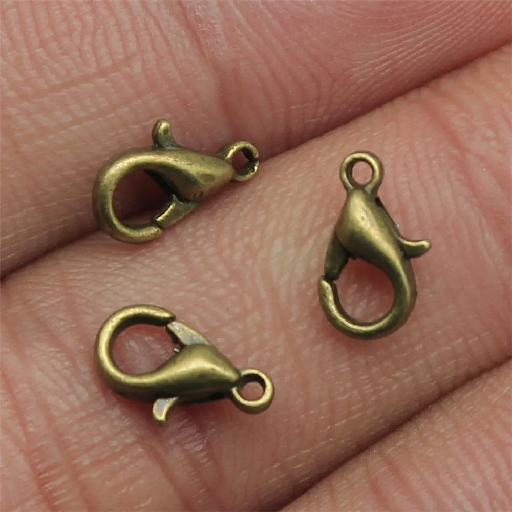 50pcs 8 Colors 12mm 10mm Metal Alloy Lobster Clasp Hooks For Necklace & Bracelet Chain DIY Fashion Jewelry Findings