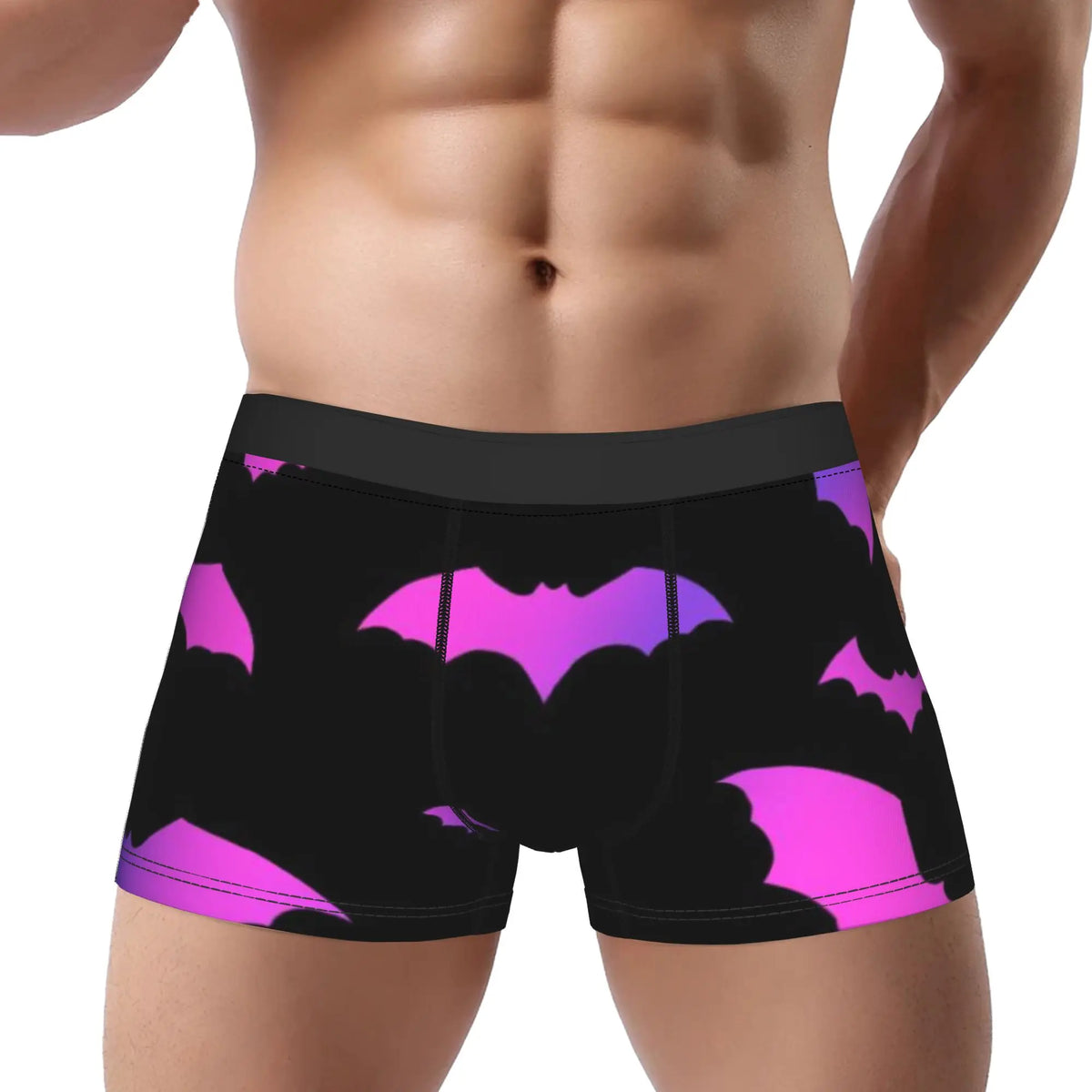 Neon Purple Bat Seamless Pattern  Underpants Breathbale Panties Man Underwear Print Shorts Boxer Briefs