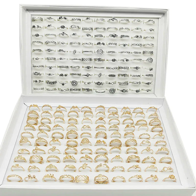 30pcs/Lot Factory Wholesale Dropshipping Antique Design Finger Rings Set Mix Style Women All Match Gift Party Bar Decorate Girl