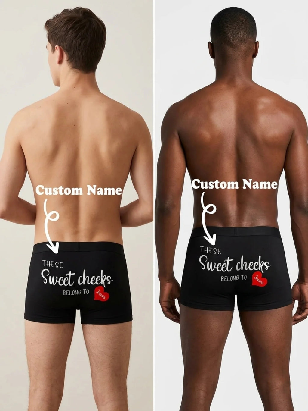 Custom Name Boxers for Men Personalized Cotton Boxer Briefs with Name on Back Gift for Him Husband Boyfriend Birthday Valentine