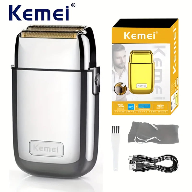 Kome KM-TX1 Men's Electric Shaver Double Blade USB Charging High-End Metal Gift Box Shaving Razor for Smooth Facial Hair Removal