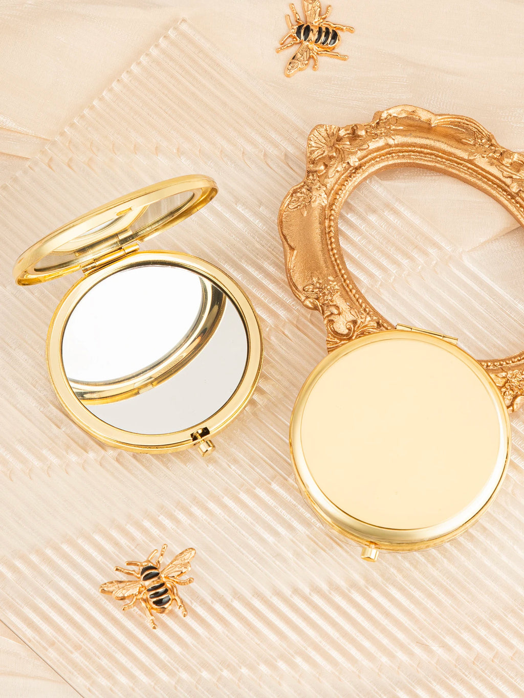 【2025 New】65 mm Round Double Sided Makeup Mirror - Portable Compact Handheld Makeup Mirror for Purse/Travel/Cosmetics