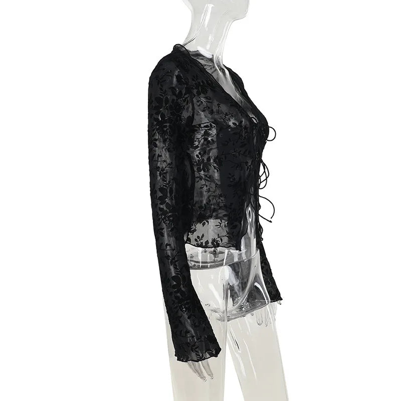Women's Slim Fit Chiffon Ruffle Trumpet Sleeve Shirt Autumn Fashionable Elegant Top for Business Casual Wear