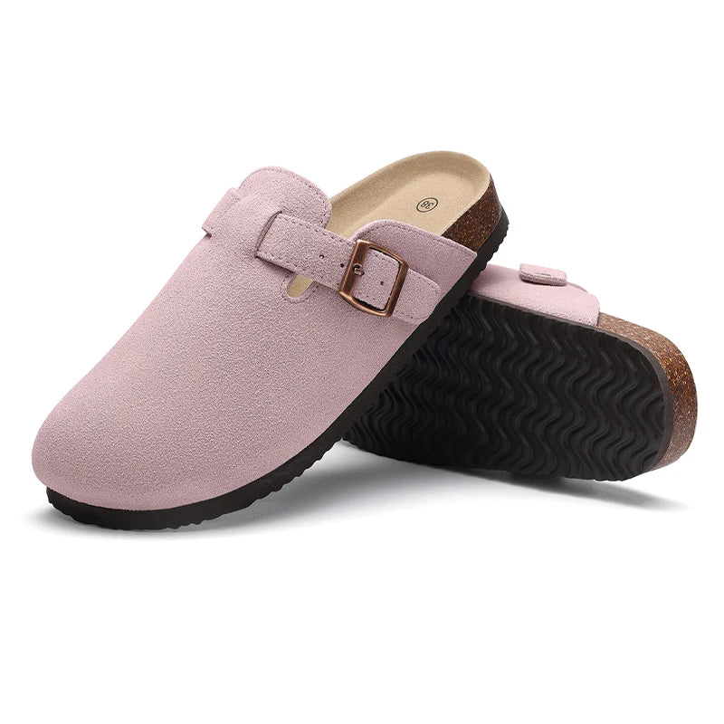 Kidmi Men's Cork Footbed Slide Sandal Slip On Sandals  Women Cork Sandals Nonslip Beach Sandals Female Adjustable Buckle Slides