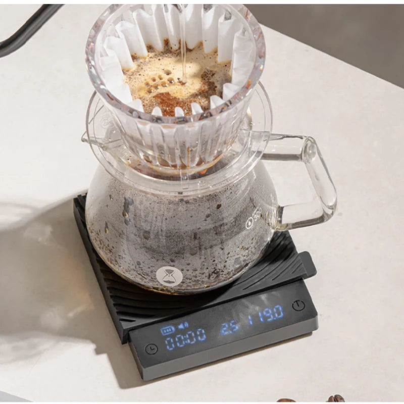 TIMEMORE Scale Black Mirror Mini Pour over Espresso Scale With Brewing Flow Rate and Heat Insulation Pad Electronic Coffee Scale