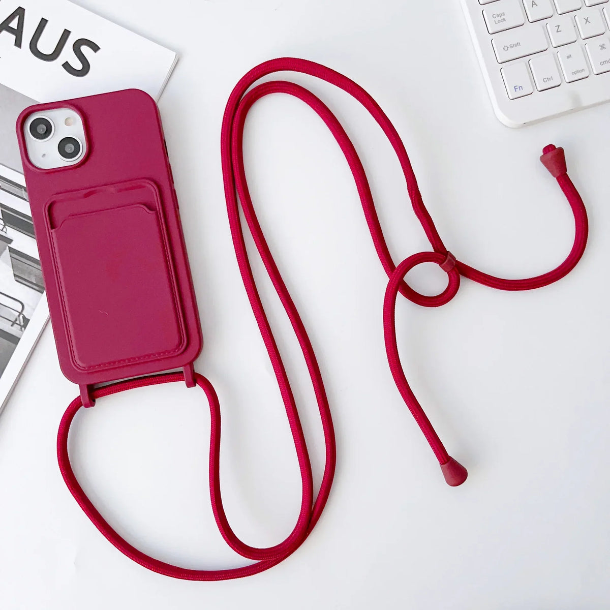 Crossboby Lanyard Rope Phone Case with Card Holder For iPhone 17 16 E 15 14 13 12 11 Pro Max Necklace Strap Soft Silicone Cover