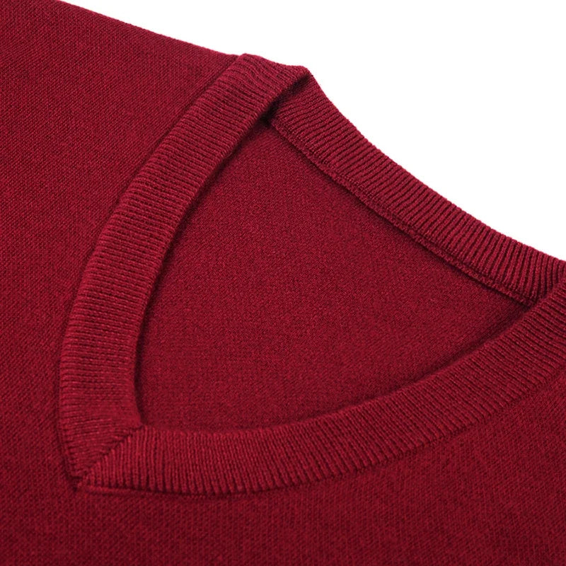 2026 Autumn Winter New Men's Solid Color V-neck Knitted Vest Casual Fashion Warm Sweater Versatile Top