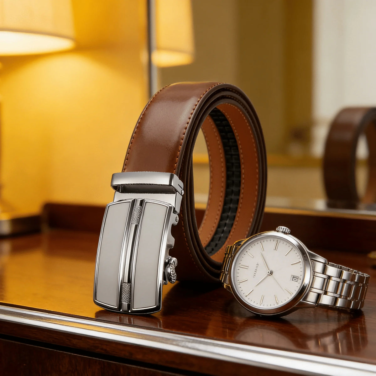 Men's Automatic Genuine Leather Luxury Belt Metal Automatic Buckle Male Waistband Designer High Quality Black Brown Waist Belts
