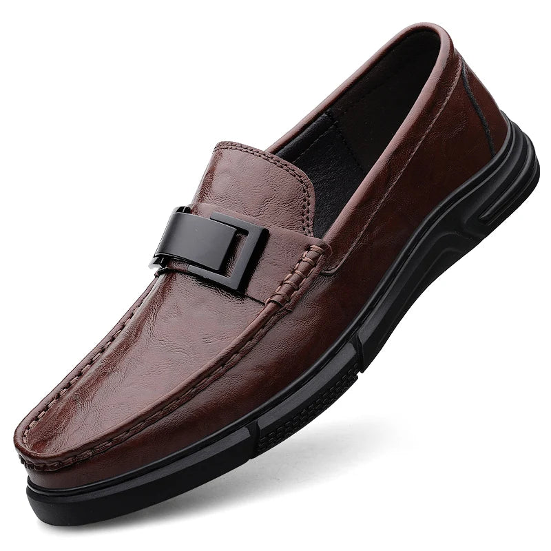 Premium Men's Patent Leather Loafers  Business Shoes Hollowed Out Breathable Men's Genuine Leather Casual Shoes Big Size 47 48