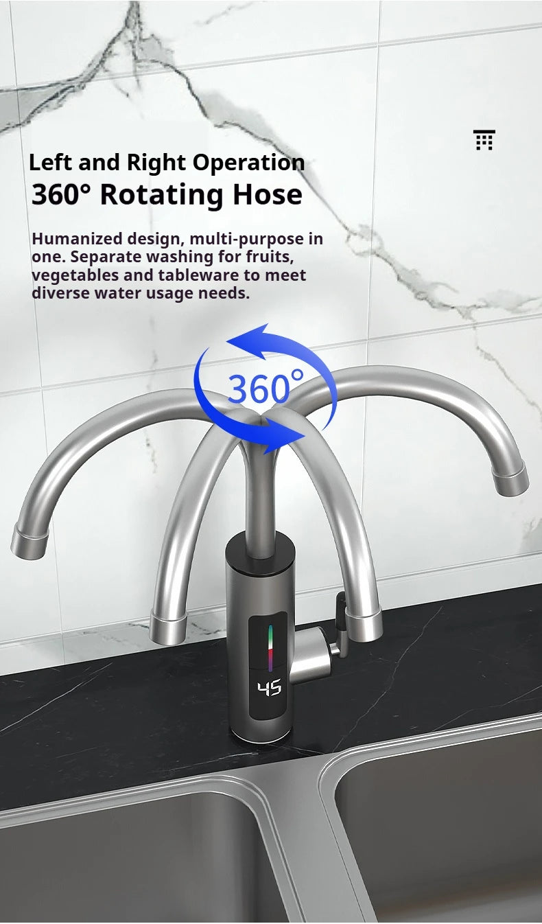 HOMEFISH 3000W 220V Electric Kitchen Water Heater Tap Instant Hot Stainless Steel Water Faucet Heater Cold Heating Faucet