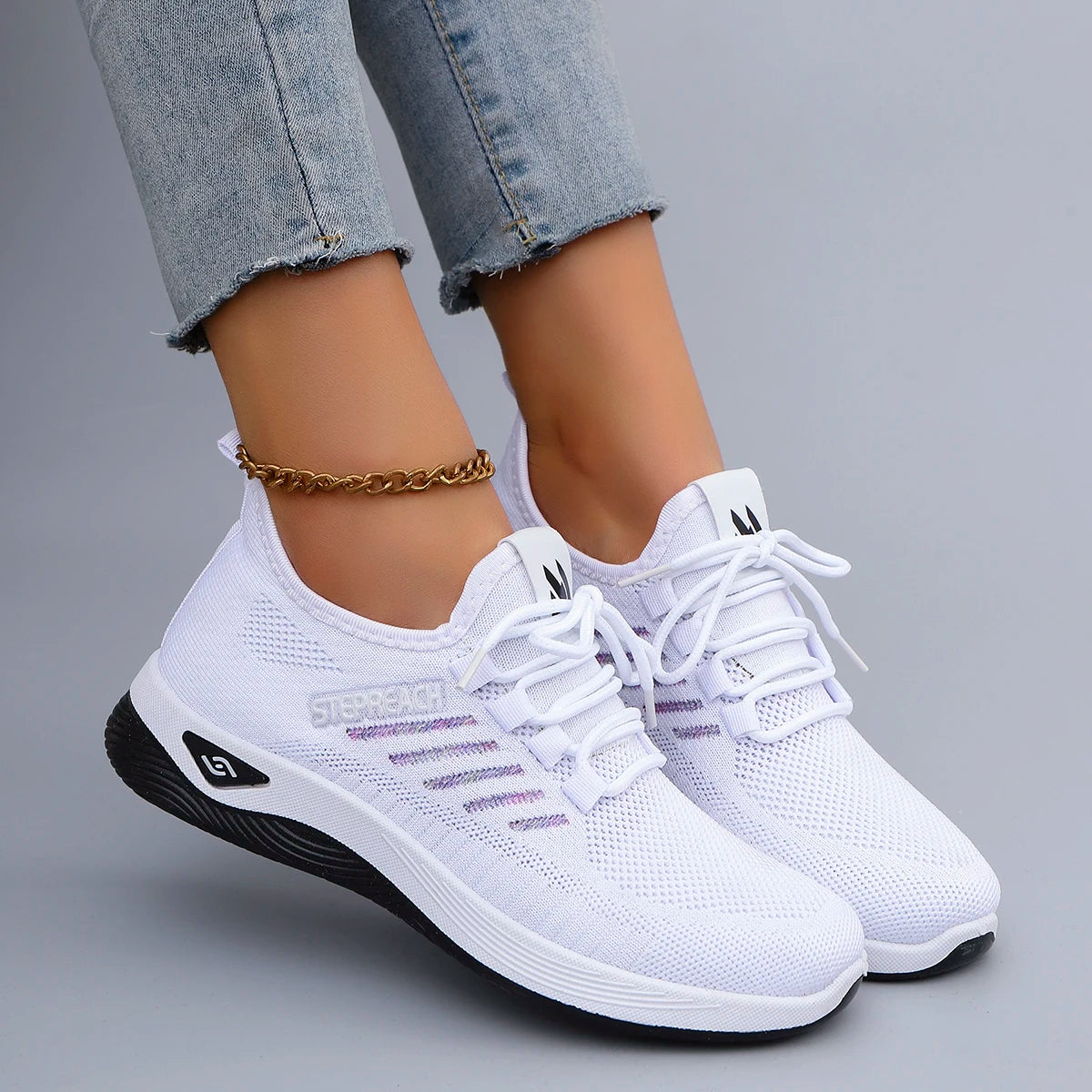Spring and Autumn New Women's Casual Lace up Comfortable, Breathable, Lightweight and Wear-Resistant Sports Shoes