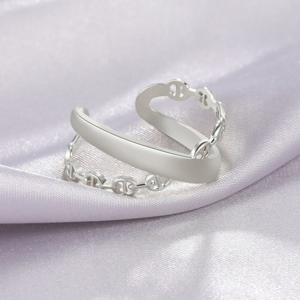 Amaxer For Women Lover's Rings Star Lace Beads Strip Stainless Steel Gold Color Silver Color Engagement Jewelry Party Gift
