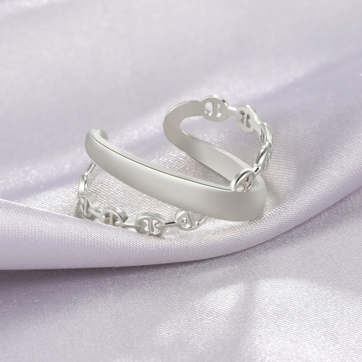 Amaxer For Women Lover's Rings Star Lace Beads Strip Stainless Steel Gold Color Silver Color Engagement Jewelry Party Gift