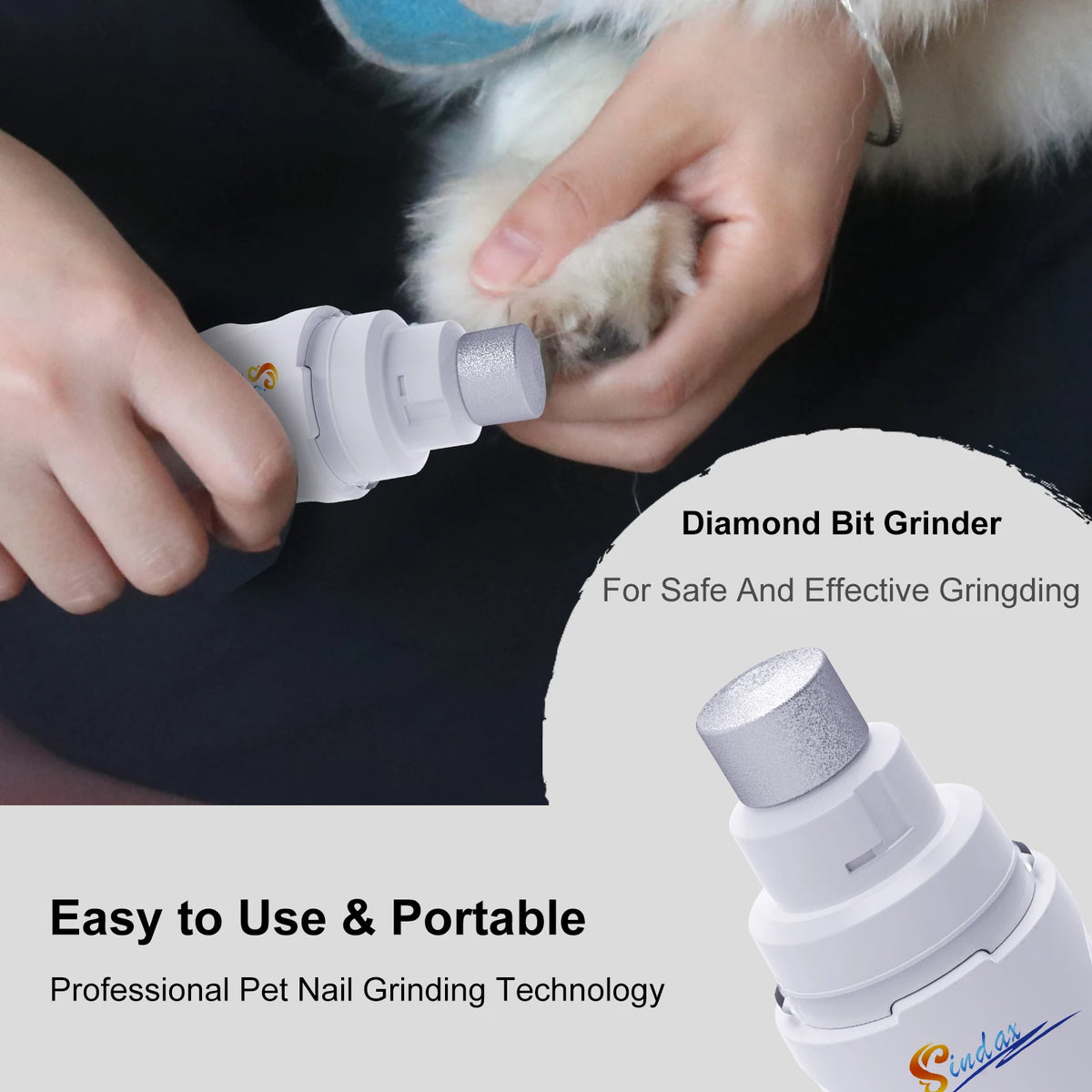 Dog Nail Grinder USB Rechargeable Electric Pet Paws Clipper & Trimmer Painless Paws Grooming Quiet 2-Speed Dog Nail File