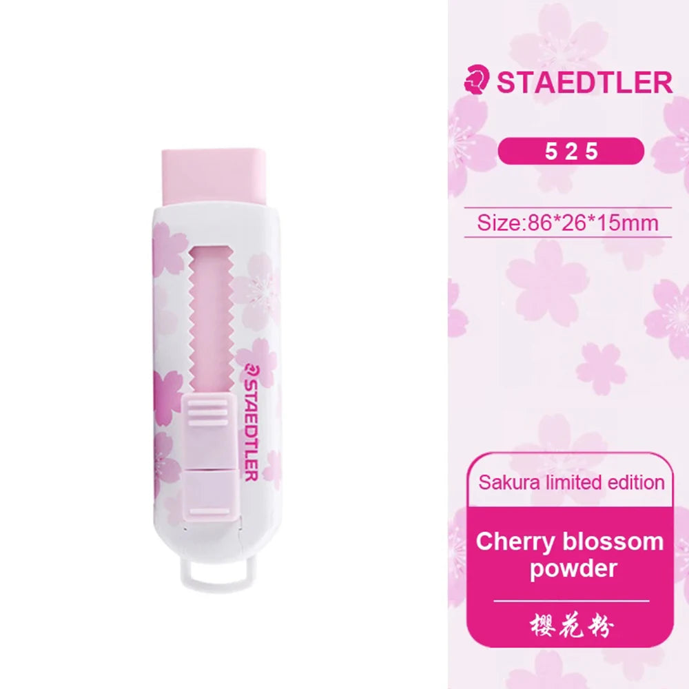 STAEDTLER  Erasers 525 Cherry Blossom Limited Edition Telescopic Rubber Drawing Design Sketch Replaceable Core Cute Stationery
