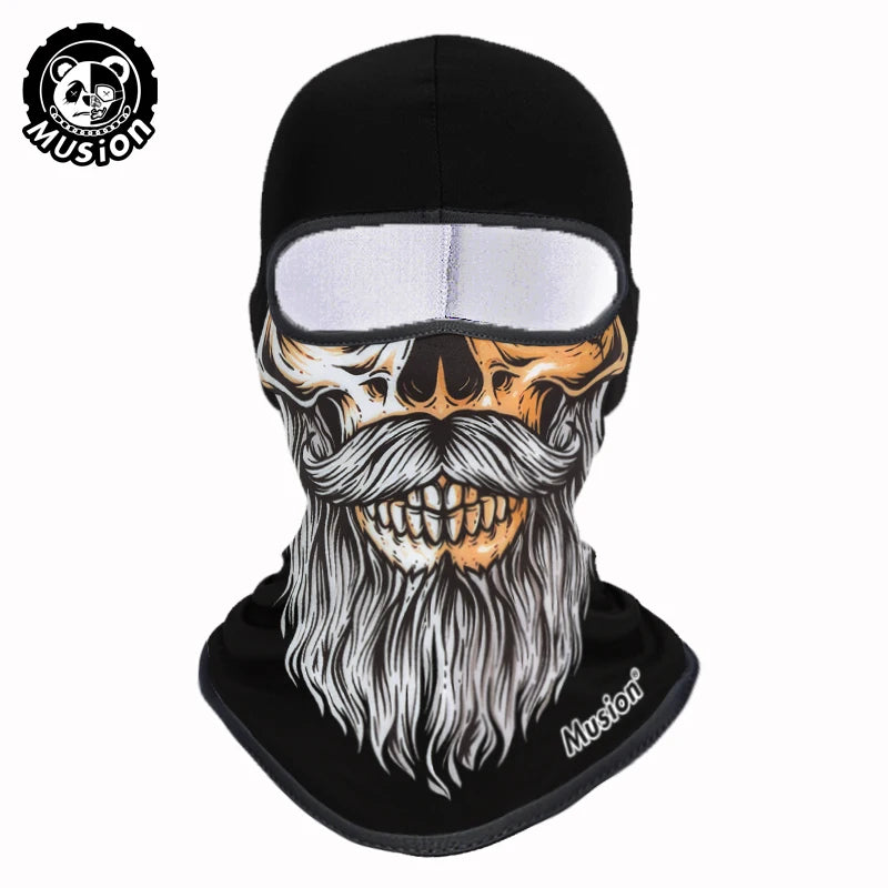 Musion Balaclava Helmet Liner Full Face Mask Skull Print Moto Topeng Muka Rider for Cycling and Riding Motorcycle