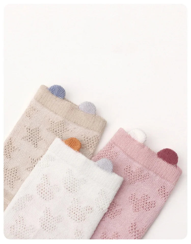 4Pairs/Set Cotton Breathable Children Socks Spring Summer Thin Baby Mesh Short Sock Boys Girls Cute Cartoon Non-slip Floor Socks