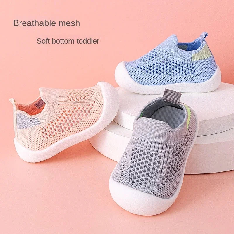 Spring Popular New Baby Shoes Mesh Knit Breathable Kid Girls Boys 0-3T Summer Slip-On Casual Sneakers Toddler Non-Skid Prewalker