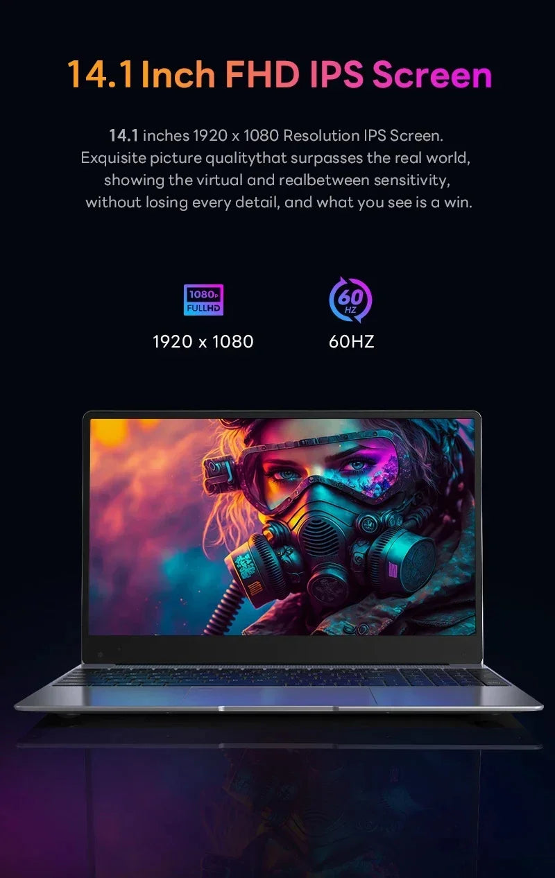NEW Core I9-10980HK Laptop 16GB RAM 1/2TB SSD Portable Laptops 14.1-inch Windows 11 Pro Notebook Computer Office Gaming