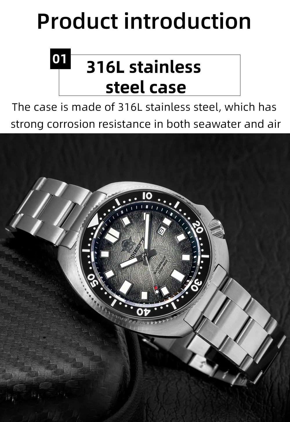 ADDIESDIVE New AD2511 Men's Quartz Watches 41mm Turtle Design Sapphire Glass AR Coated BGW9 Luminous Waterproof 200M Diver Watch