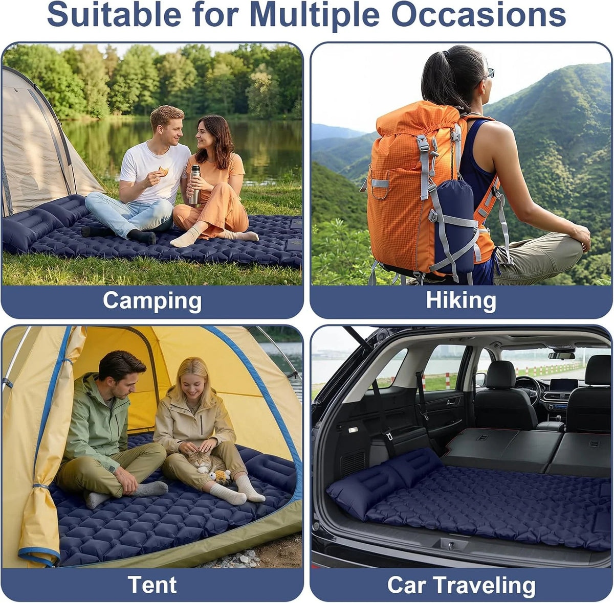 Camping Sleeping Pad, Ultralight Camping Mattress with Pillow Built-in Foot Pump,Self-inflating Sleep Mat