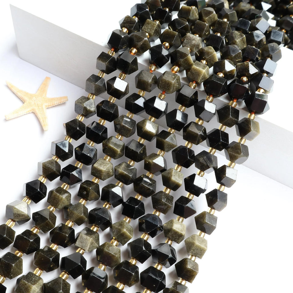 New 10MM Faceted Natural Stone Amazonite Tiger Eye Crystal Octagonal Beads DIY Jewelry Making Bracelet Necklace Wholesale