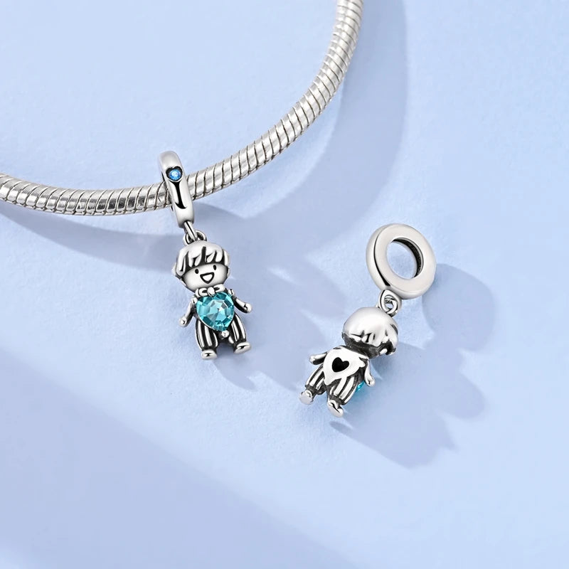925 Sterling Silver Charms Pendant Beaded Fit Bracelet DIY Boy Girl Family Friendship Charm Making for Women's Fine Jewelry Gift