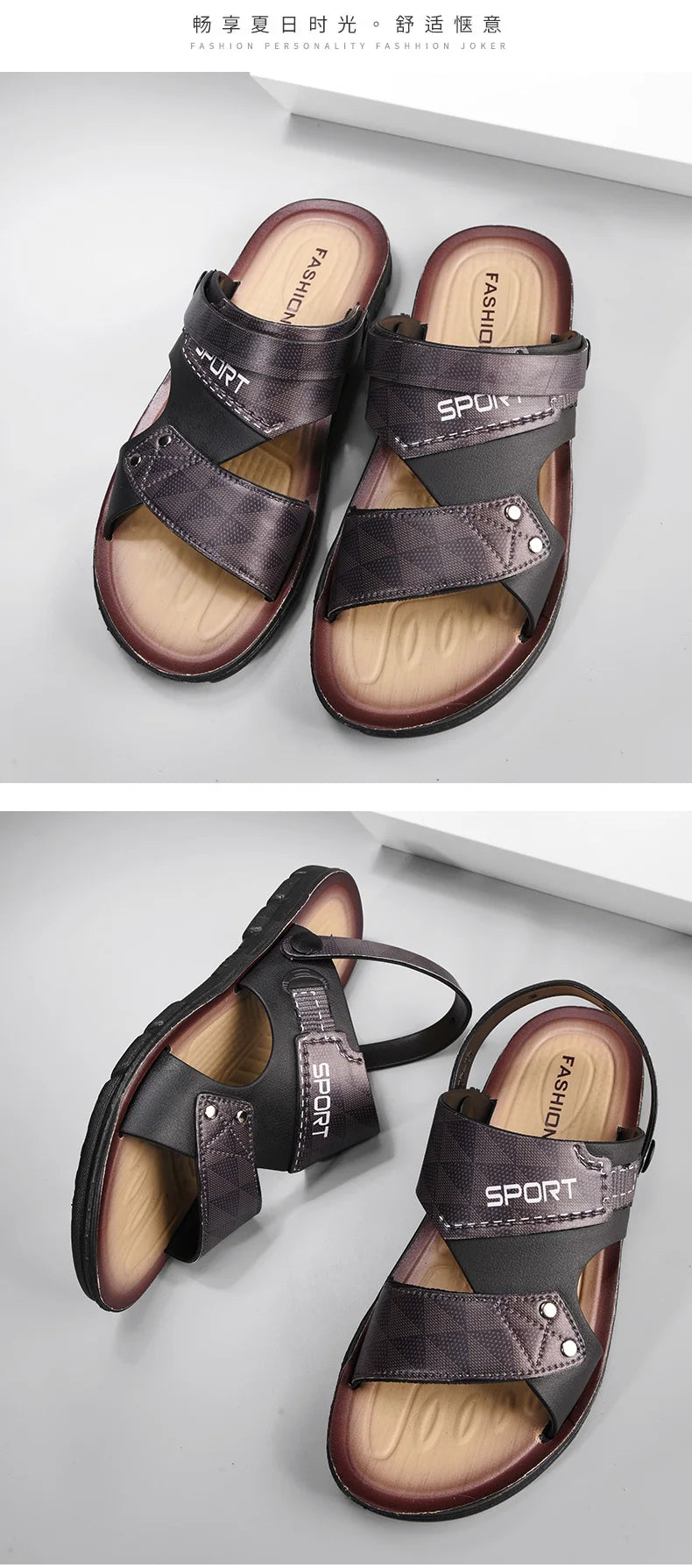 Fashion Casual Men's Sandals Summer Slip On Sandals Men Classic Beach Shoes For Men Outdoor Leather Sandals Male Slippers