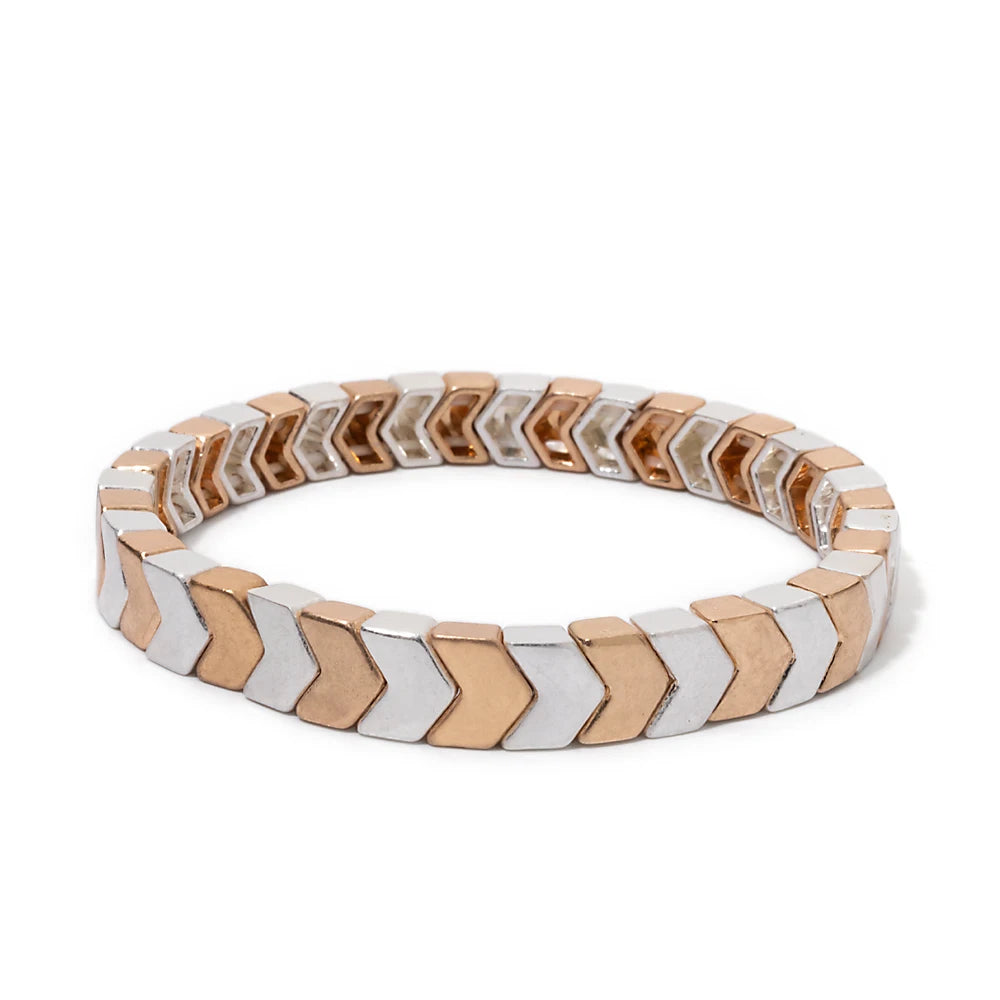 Gold Sliver Color Beaded Bangle For Women Handmade Elastic Beads Bracelets